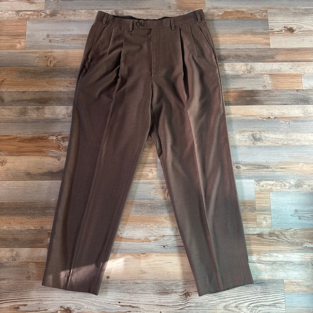 Lauren Ralph Lauren Mens Brown Double Pleated Dress Pants 32L Vietnam